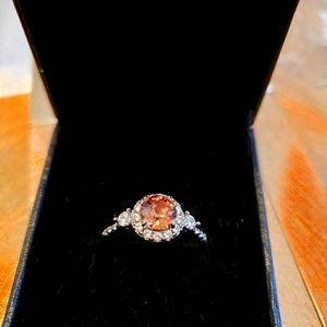 Antique style jewelry , silver halo ring sz7